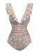 Costumi intero floreale volant scollo a V profondo anni '50