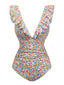 Costumi intero floreale volant scollo a V profondo anni '50