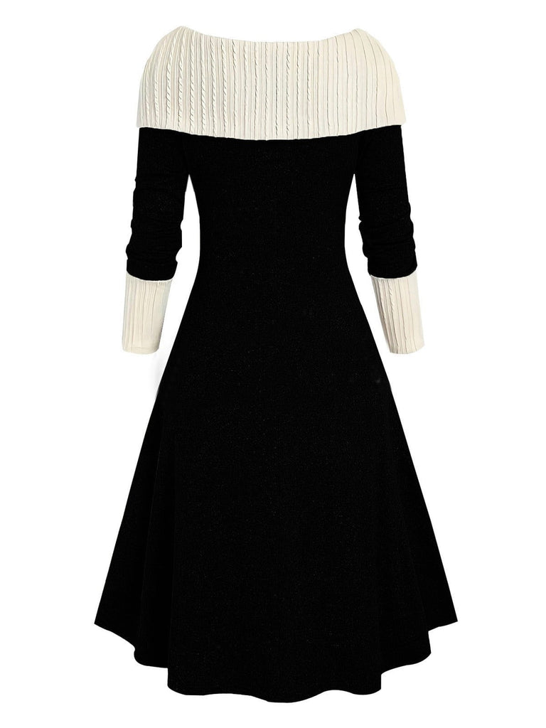 Abito con spalle scoperte e lacci color block anni '40