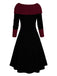 Abito con spalle scoperte e lacci color block anni '40