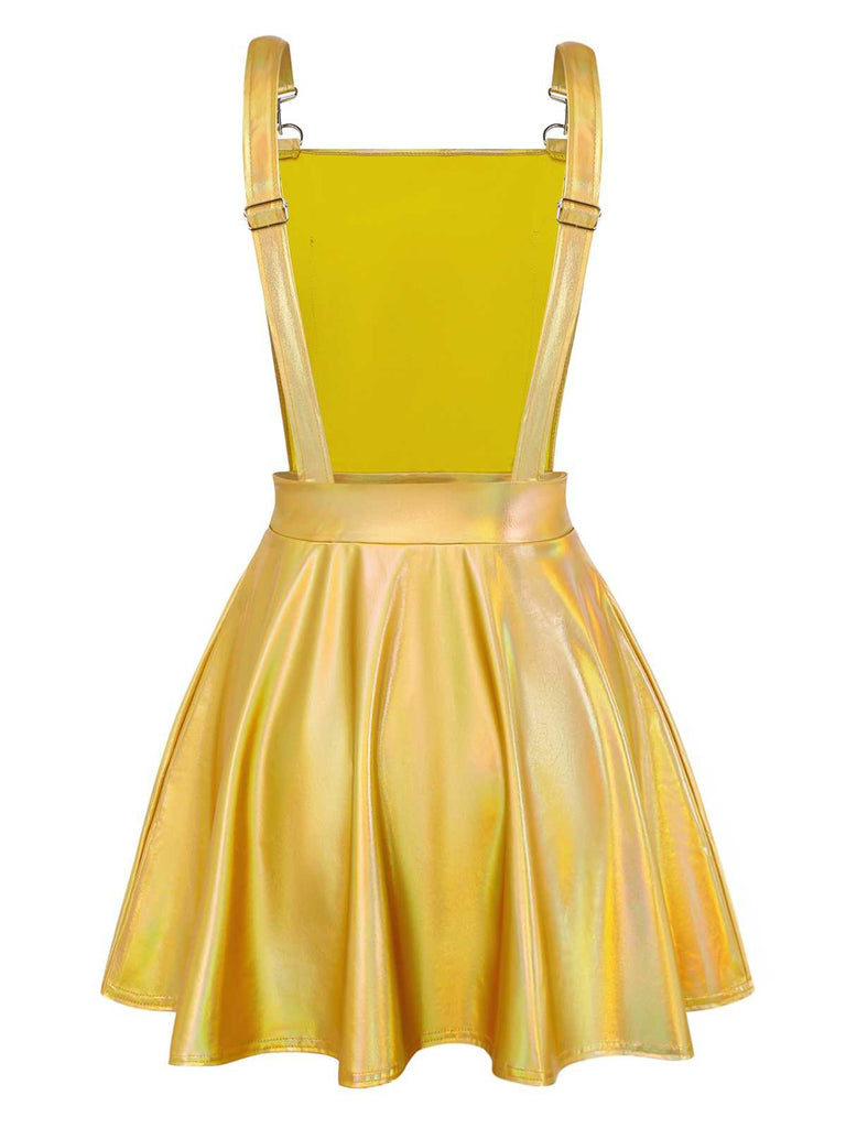 Abito metalliche con bretelle olografiche anni '70