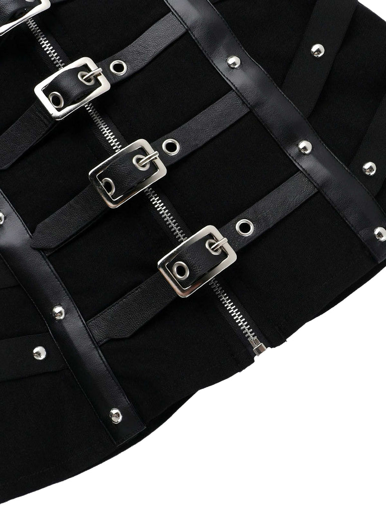 Top corsetto punk con borchie nero anni '80