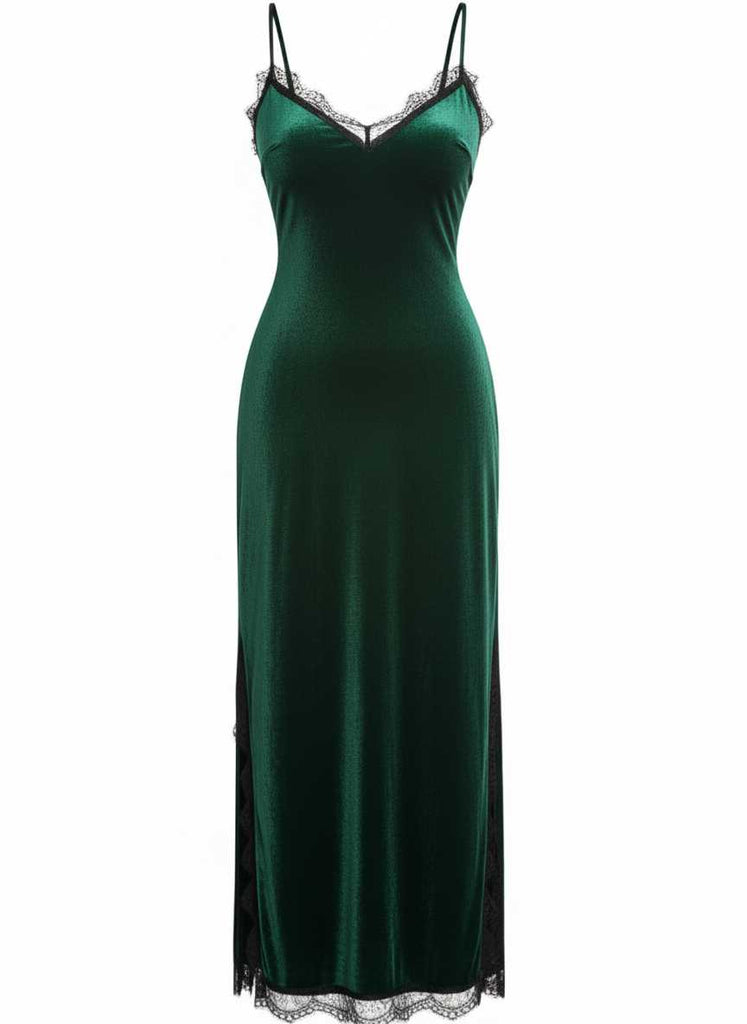 Camicia da notte in pizzo di velluto anni '60