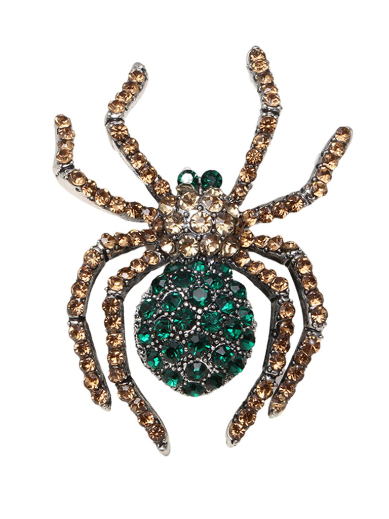 Spilla retrò con strass a forma di ragno di Halloween