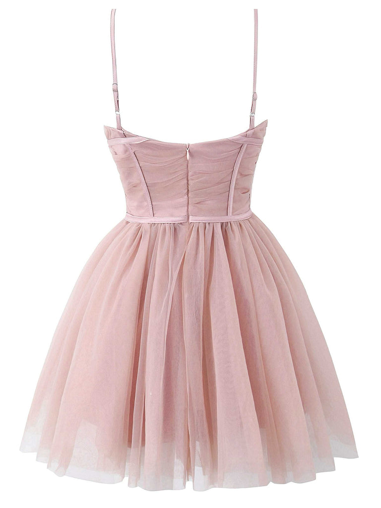 Abito in tulle con fiocco e spalline sottili anni '70