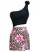 Costumi Intero con Gonna Anni '40 Monospalla con Fiori 3D