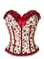 Corsetto senza spalline in pizzo con rose rosso anni '70
