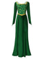 Abito ricamato in stile medievale di Shrek verde anni '30