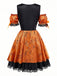 Abito arancione con ragnatela e zucca Halloween anni '60