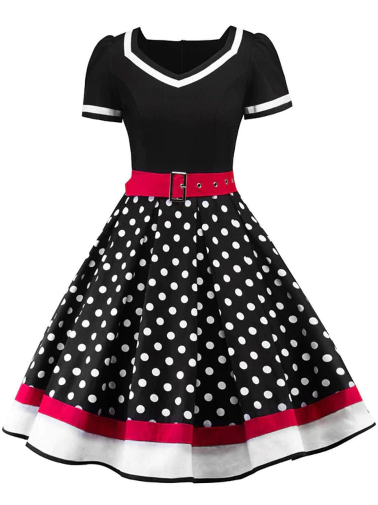 Abito a pois patchwork e set di accessori anni '50