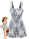 Tuta Corta Blu Baroque Arricciato Suspender Anni '70