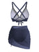 Back: 3PCS 1950s Solid Metal Button Bikini Set, timeless beauty, perfect for vintage fashion lovers