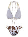 Set Bikini Anni '70 con Stampa Mucca a Coste