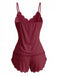 Rear view of the deep red lace-trimmed camisole set, highlighting the soft and comfortable stretch fabric.