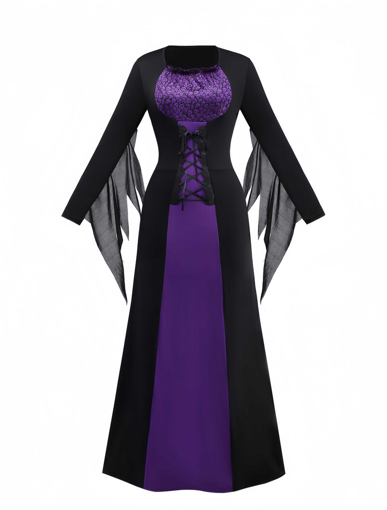 Completo costume da strega gotica con lacci anni '70