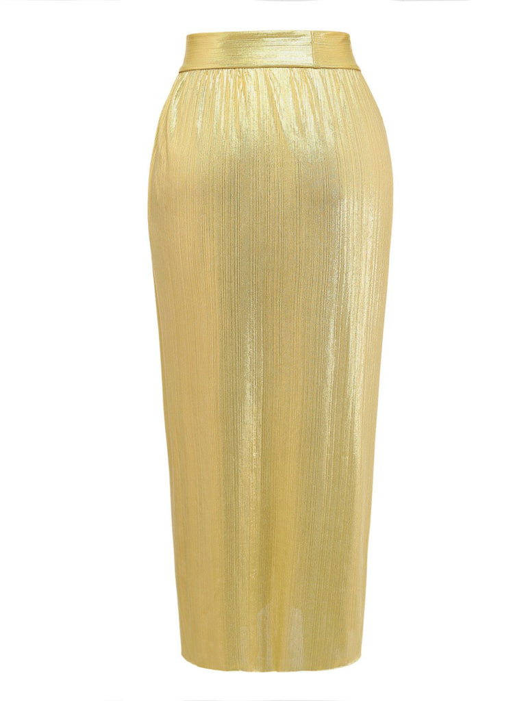 Costumi intero arricciato e copricostume oro anni '80