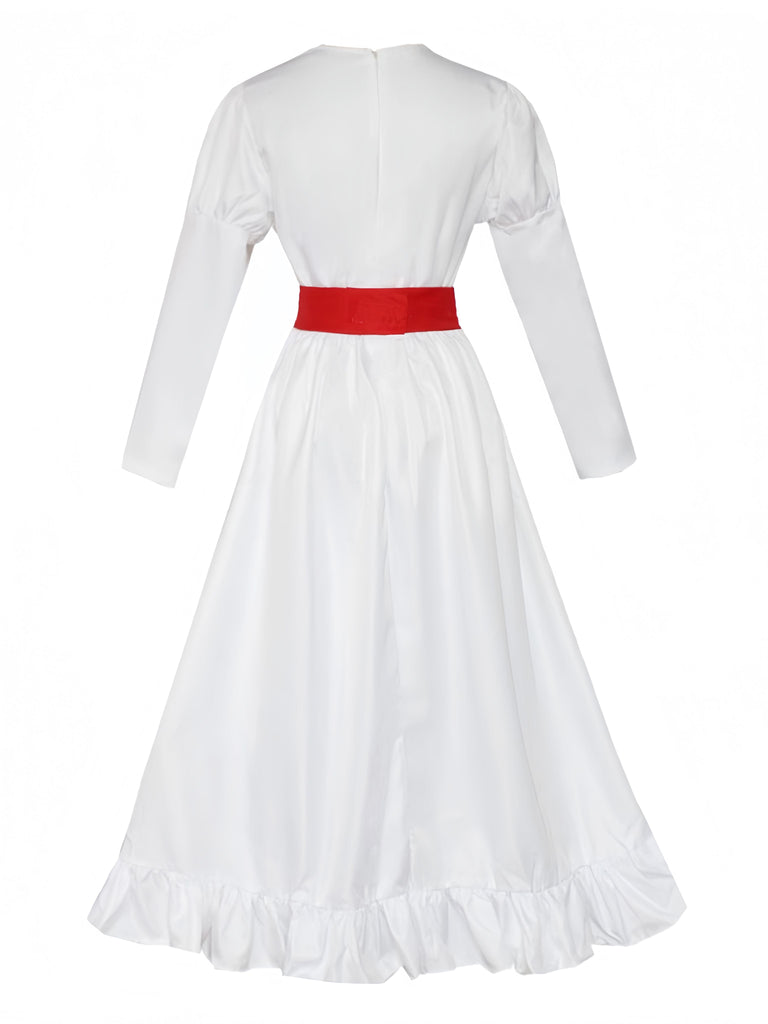 Abito ispirato alla bambola Annabelle bianco anni '40