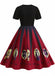 Abito con stampa ragnatela patchwork Halloween rosso anni '50