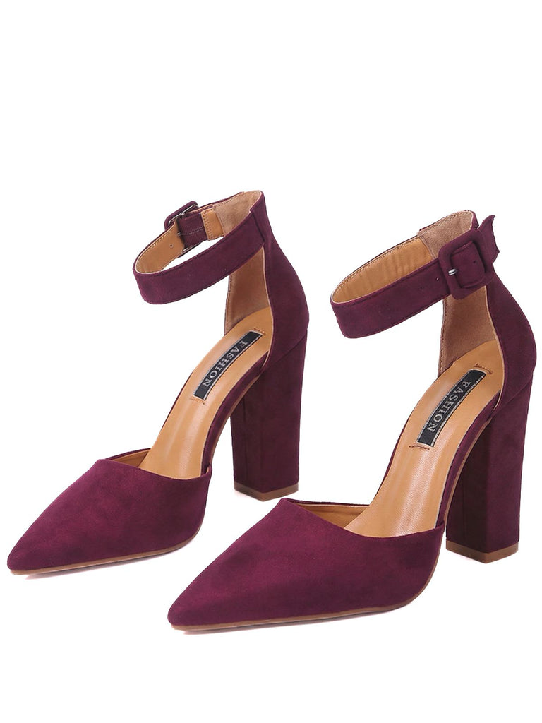 Décolleté con tacco alto cinturino alla caviglia in pelle scamosciata