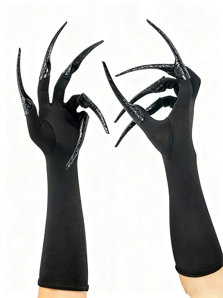 Guanti lunghi nero con artigli di Halloween