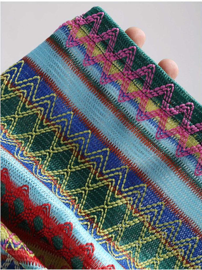 Abito boho a righe con lacci colorate anni '70
