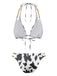 Set Bikini Anni '70 con Stampa Mucca a Coste