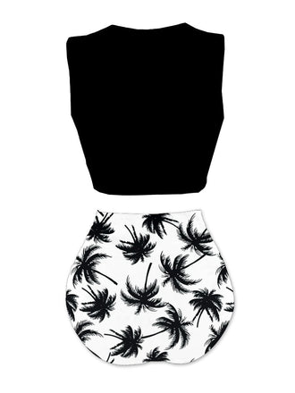 Set Bikini con spiaggia e scheletro nero anni '80