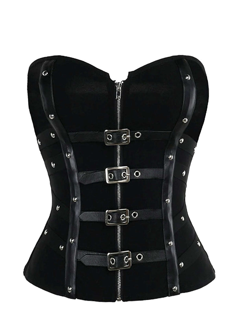 Top corsetto punk con borchie nero anni '80
