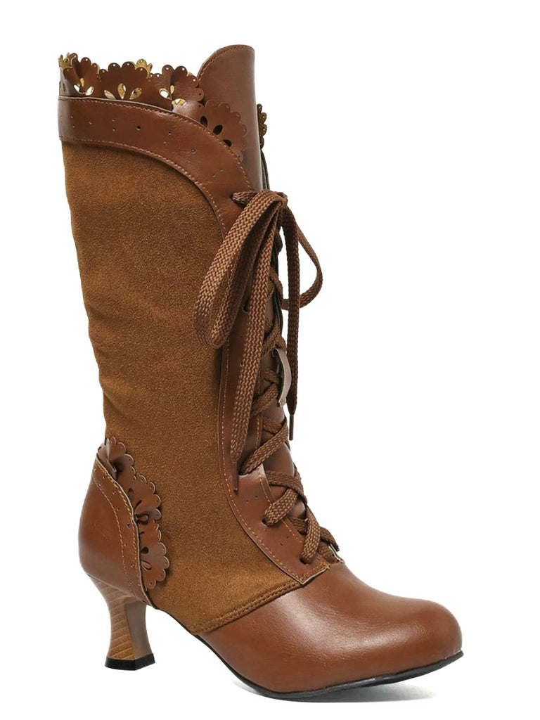 Stivaletti brogue vintage con lacci e tacco medio