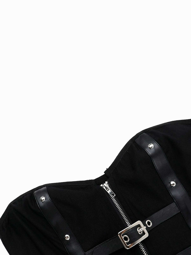 Top corsetto punk con borchie nero anni '80