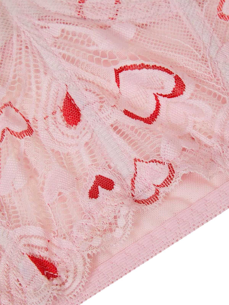 Corsetto a cuore in pizzo con stecche San Valentino rosa anni '50