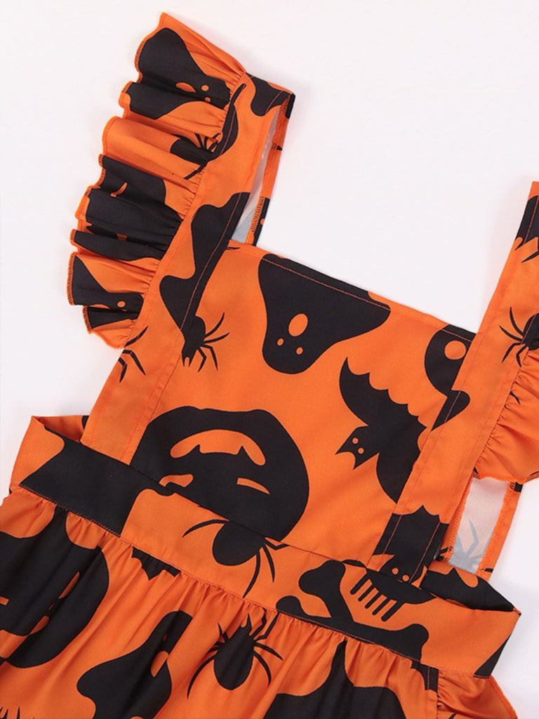 Abito con volant a forma di zucca fantasma Halloween anni '50