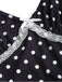 Tuta lunga in pizzo a pois con spalline nero anni '40