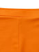 Macro view of the comfortable elastic waistband and smooth stretch fabric of the orange floral bikini shorts.