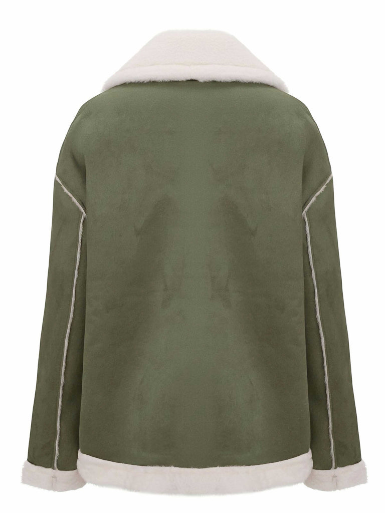 Giacca con tasche e fibbia in peluche con risvolto anni '40