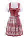 3PCS Abito Floreale Anni '50 e Top Bianco a Sbuffo e Grembiule