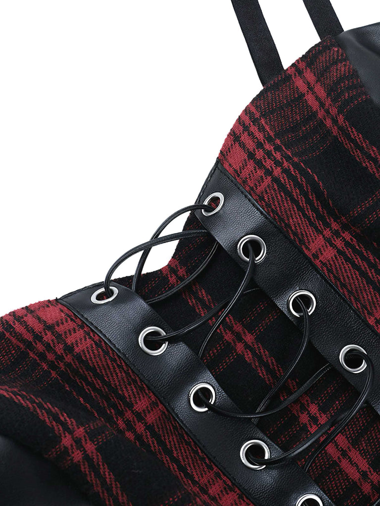 Abito corsetto in pelle quadri punk gotico anni '80