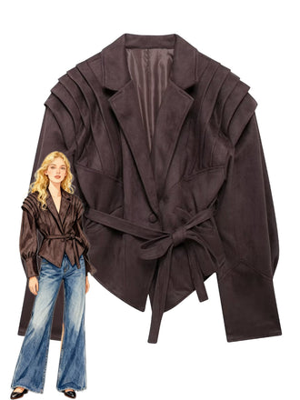 Giacca con lacci e scollo a V con bottoni anni '80