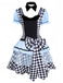 Abito grembiule Alice con maniche a sbuffo blu anni '60