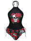 Costumi scheletro e rose in stile steampunk nero anni '80