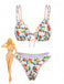Set Bikini Anni '60 Bianco a Triangolo con Stampa Agrumi
