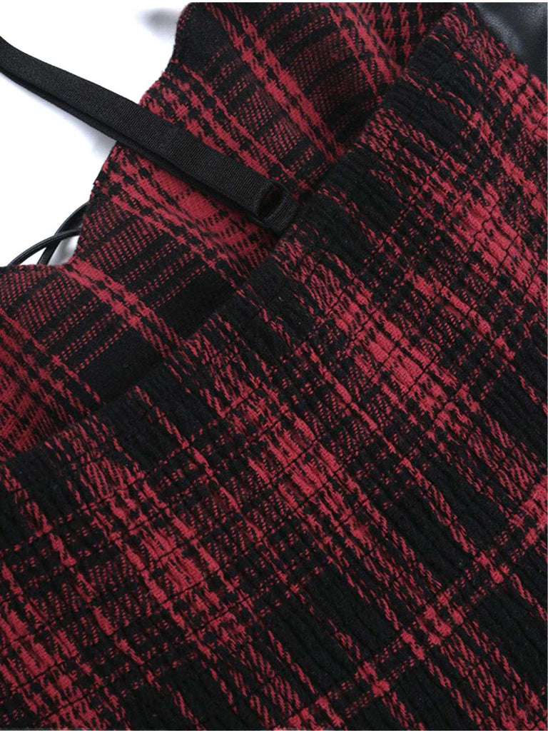 Abito corsetto in pelle quadri punk gotico anni '80