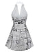 [Pre-Vendita] Abito Grigio Newspaper con Stampa Halter con Scollo a V Anni '60 4