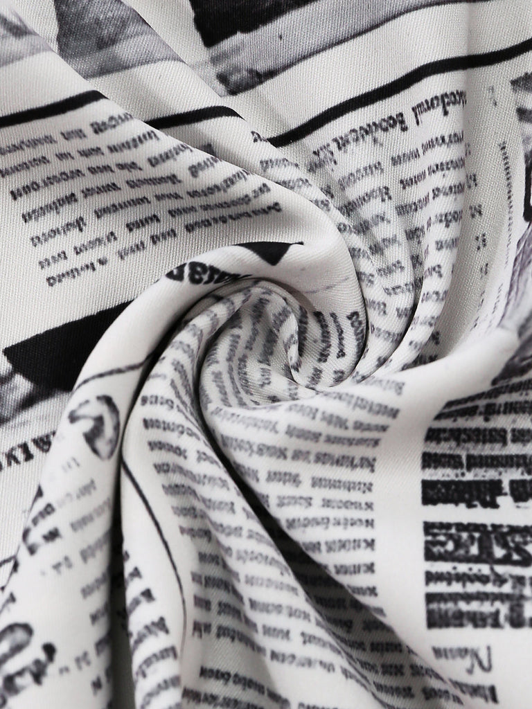 [Pre-Vendita] Abito Grigio Newspaper con Stampa Halter con Scollo a V Anni '60 8