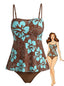 Set Tankini Multicolore Anni '70 Boho Floreale con Bretelle