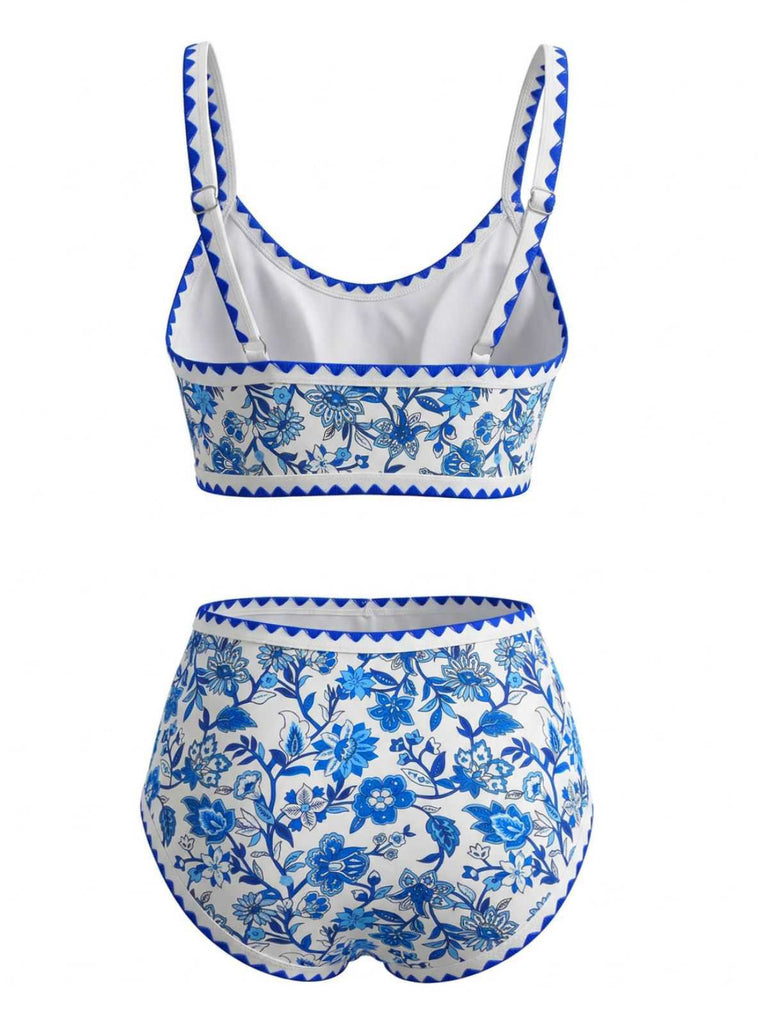 Set Bikini Scoop Neck Floreale High-Waist Anni '50 3