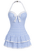 Costumi intero fiocco a quadri azzurro anni '40