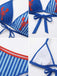 Set Bikini Triangolare Blu Anni '60con Stampa Aragosta e Righe