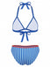 Set Bikini Triangolare Blu Anni '60con Stampa Aragosta e Righe