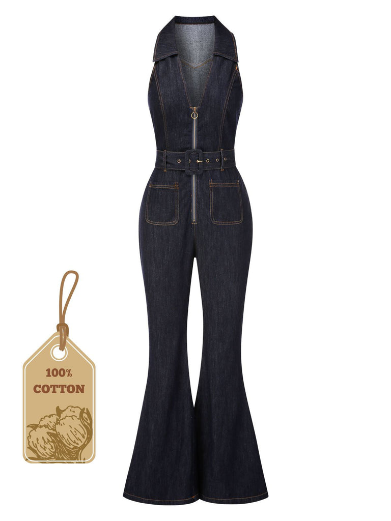 [Prevendita] Tuta lunga svasata in denim cotone blu anni '70